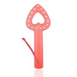 Heart Shaped Leather Rivet Racket (Color: Red)